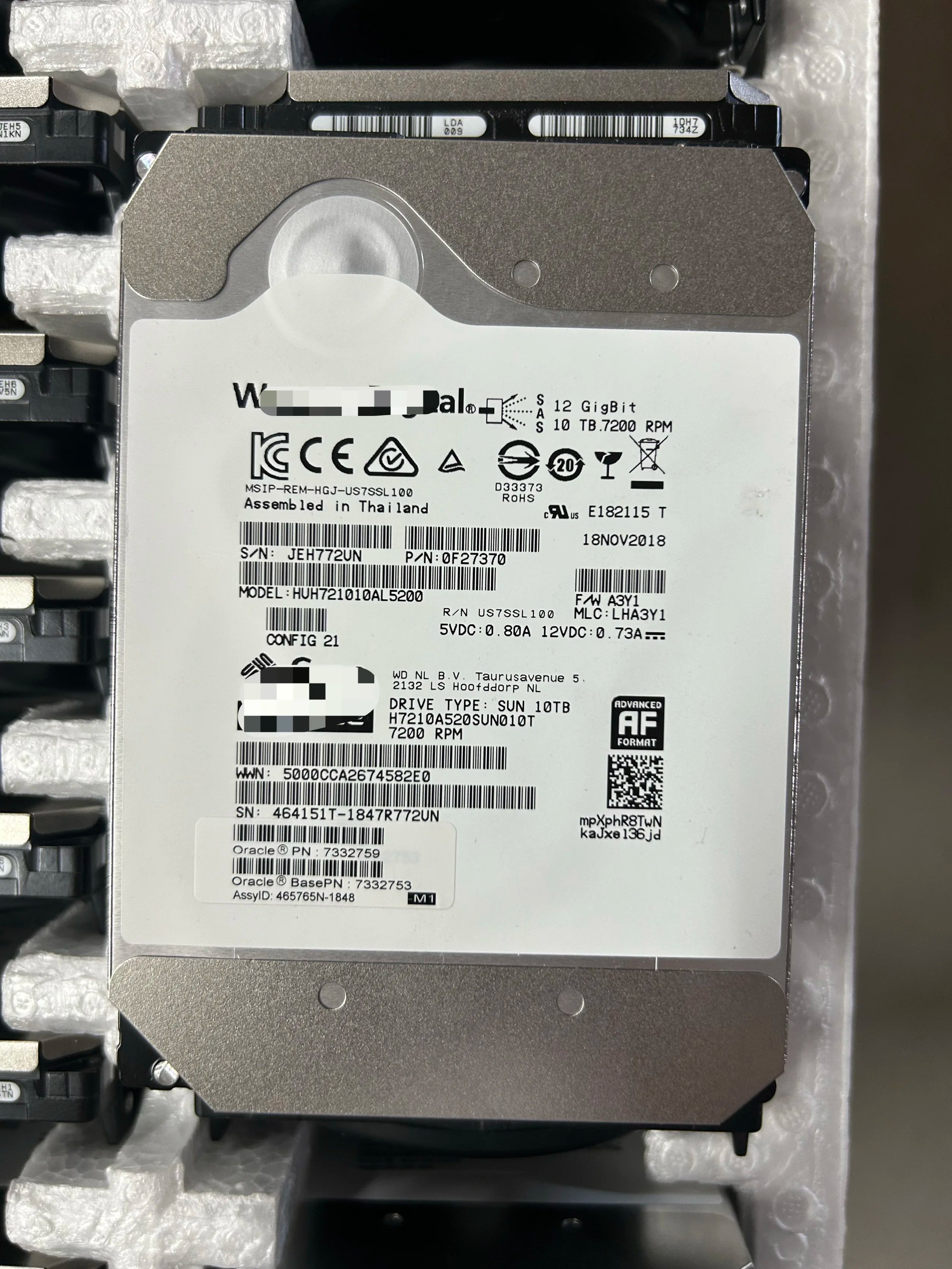 10TB SAS Hard Drive WD HUH721010AL5200 12G 7200RPM 3.5