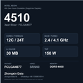 Intel Xeon Silver 4510 12-core server processor, FCLGA4677, sSpec SRN60 - reference spec card
