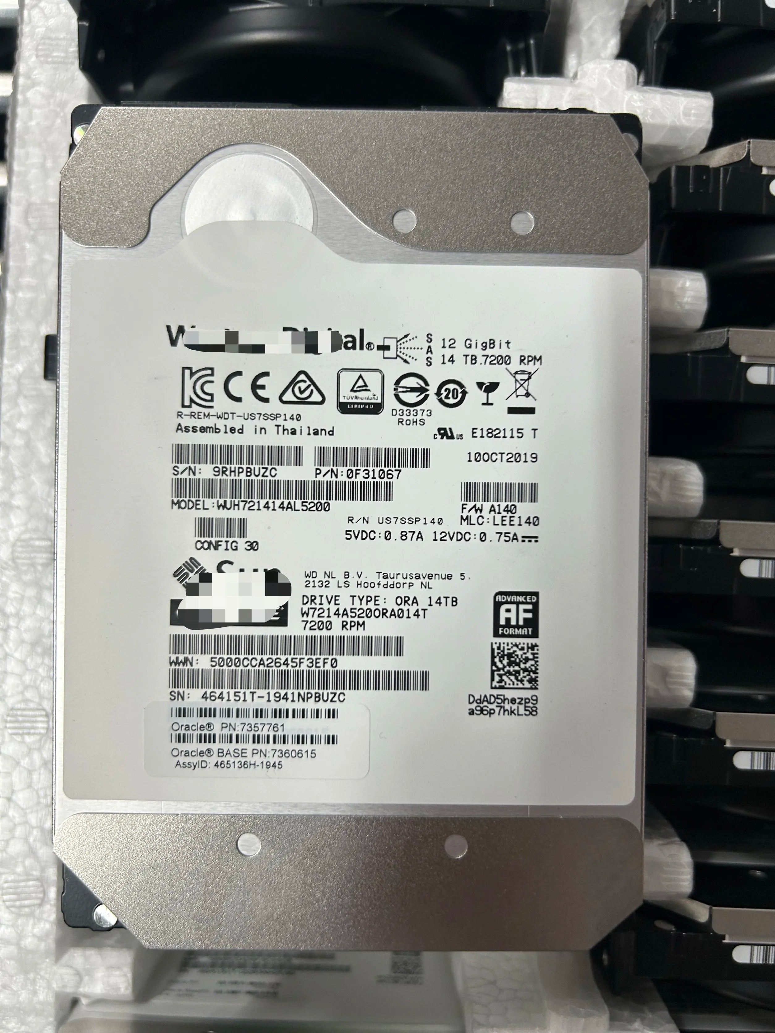 14TB SAS Hard Drive Used for WD WUH721414AL5200 12Gb/s 7200RPM 3.5 Inch Enterprise Hard Disk PN 0F31067