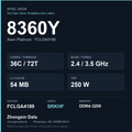 Intel Xeon Platinum 8360Y 36-core server processor, FCLGA4189, sSpec SRKHF - reference spec card