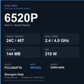 Intel Xeon 6520P 24-core server processor, FCLGA4710, sSpec SRVNQ - reference spec card