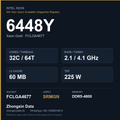 Intel Xeon Gold 6448Y 32-core server processor, FCLGA4677, sSpec SRMGN - reference spec card
