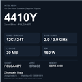 Intel Xeon Silver 4410Y 12-core server processor, FCLGA4677, sSpec SRMGE - reference spec card