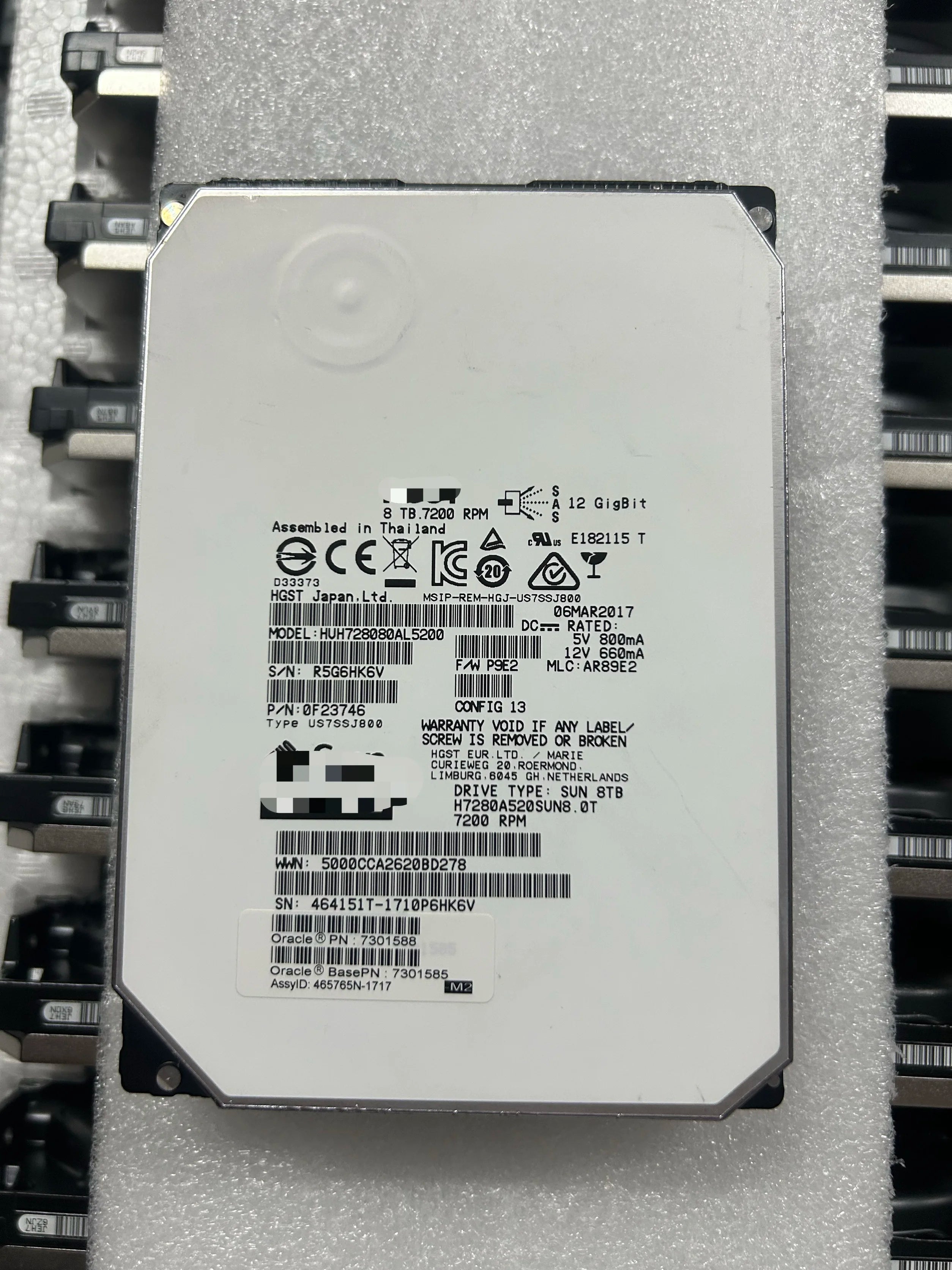 Used HGST 8TB Enterprise Server HDD 12Gb/s 7200RPM 3.5" Internal Hard Drive HUH728080AL5200